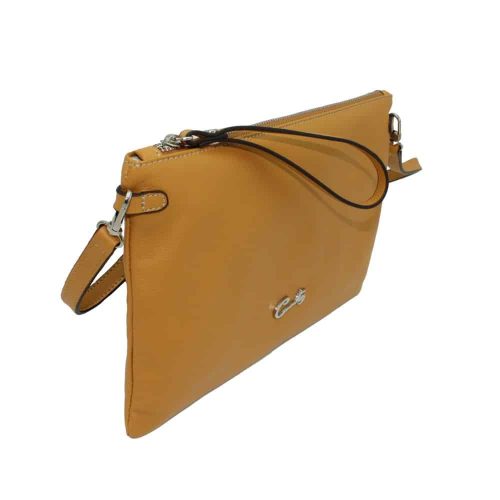 bolso bandolera mujer piel lisa cartera de mano amarillo mostaza