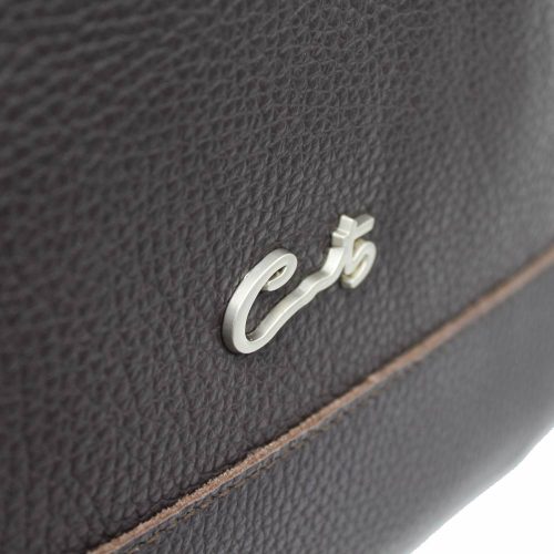 bolso bandolera hombre piel granulada pequeno marron
