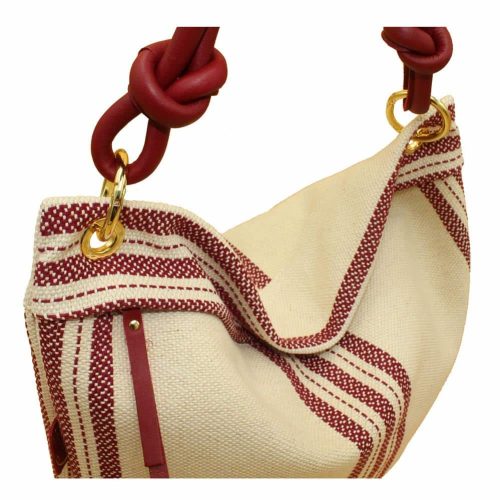Bolso Hobo en Lona Combinado con Piel - Imagen 3