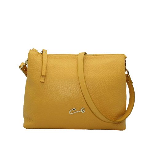 Bolso Bandolera con Dos Departamentos en el Interior (Herrajes Oro) - Mostaza
