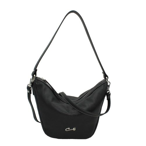 Bolso Hobo en Piel Grabada - Negro