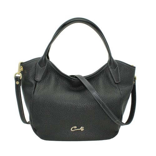 Bolso en Piel Burbuja con Dos Asas de Mano - Negro