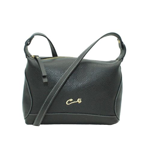Bolso Bandolera con Costuras a Contraste - Negro