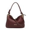 Bolso Hobo Mediano en Piel Grabada con Nudos en el Asa