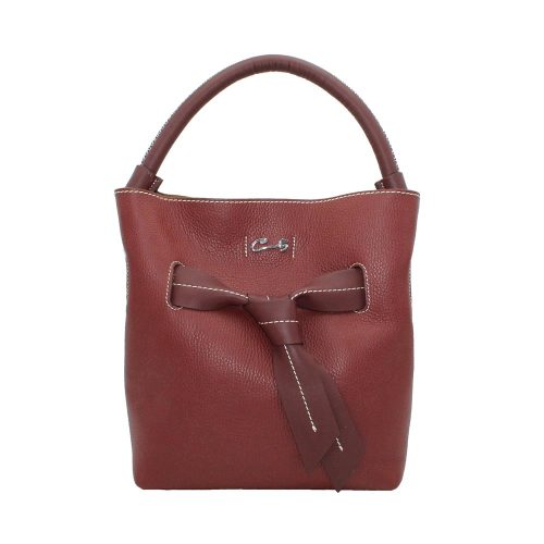 Bolso Hobo de Piel Granulada para Mujer - Burdeos