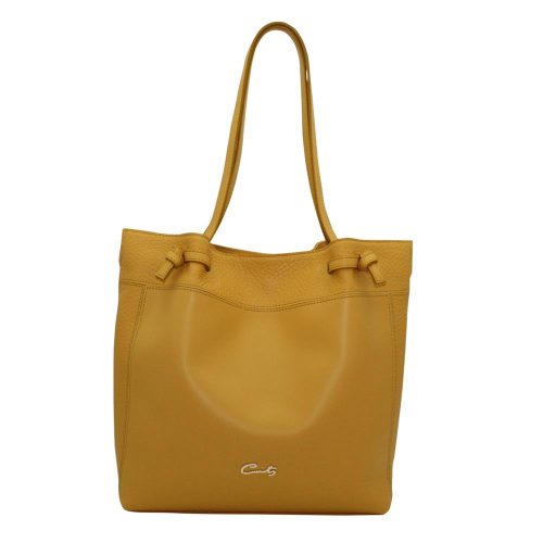 Bolso Shopping en Piel Burbuja Combi - Mostaza
