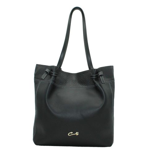 Bolso Shopping en Piel Burbuja Combi - Negro