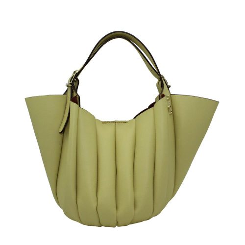 Bolso Abanico en Piel Plisada - Amarillo Pastel