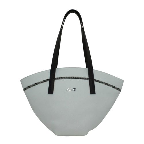 Bolso Shopping con Costuras Zigzag - Blanco/Marrón