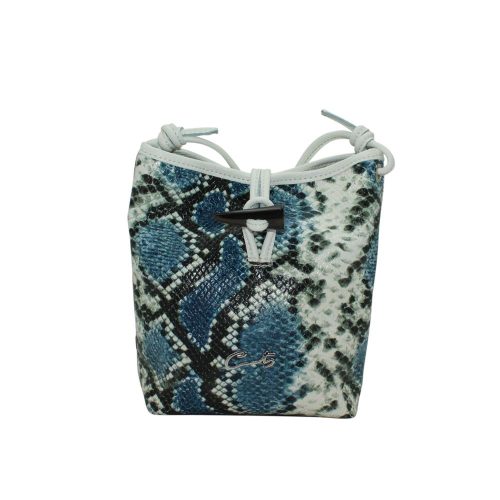 Bolso Bandolera con Cierre tipo Parka - Serpiente Azul