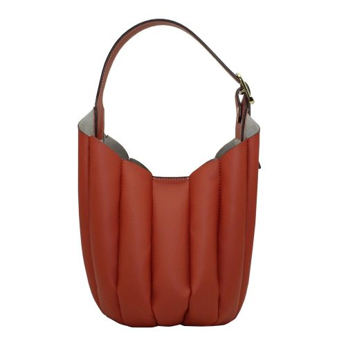 Bolso Mano Piel Pliegues - Brick