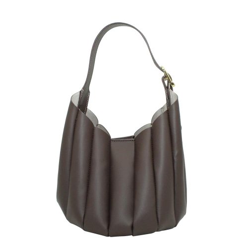 Bolso Mano Piel Pliegues - Marrón