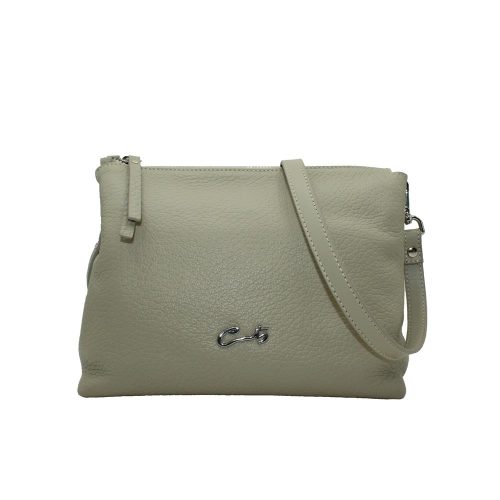 Bolso Bandolera con Dos Departamentos en el Interior (Herrajes Oro) - Topo