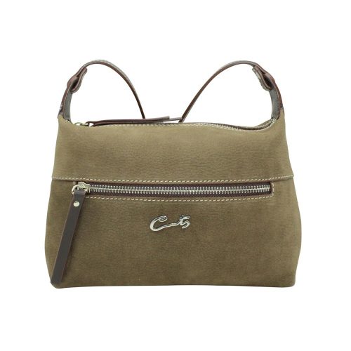 Bolso de Bandolera en Piel Nobuk Combinado - Taupe/Dark Marrón