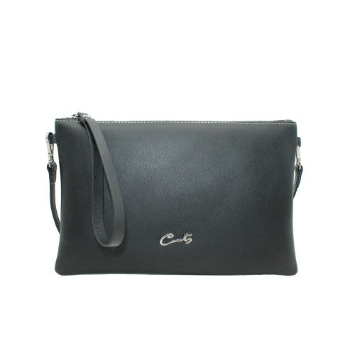 Bolso Cartera de Mujer de Piel Lisa - Negro