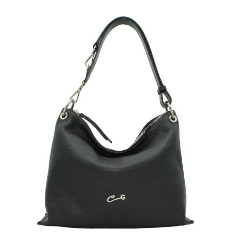 Bolso Hobo Asa con Dos Posiciones - Negro Plata