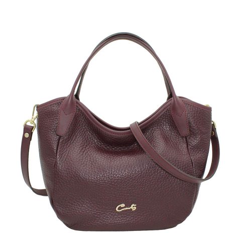 Bolso en Piel Burbuja con Dos Asas de Mano - Burdeos