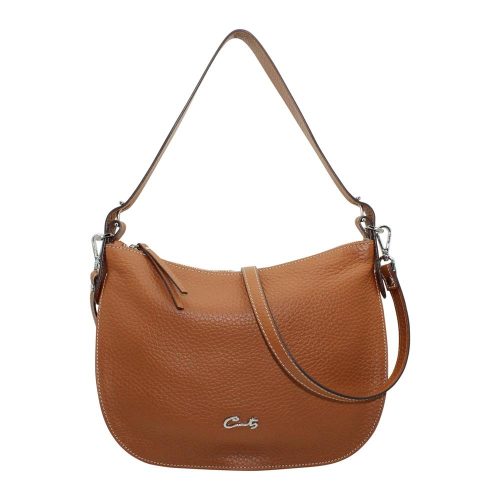Bolso Hobo de Piel Combinada y con Bandolera